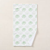 ロマンチックな緑、白いシックな花のパターン風呂へ バスタオルセット (ハンドタオル)