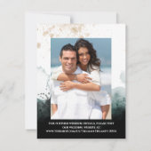 ロマンチックな緑、金ゴールドバラハート日付カードを保存 出欠カード (裏面)