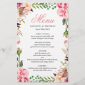 ロマンチックな縁どピック結婚スのメニューカード (正面)