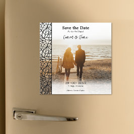 ロマンチックな縁ど葉写真の保存日時 マグネット招待状