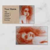 ロマンチックな美しい女性ポートレートセピアブラウンクラフト 名刺 (正面/裏面)
