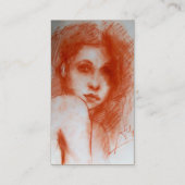 ロマンチックな美しい女性ポートレートセピアブラウンクラフト 名刺 (裏面)