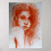 ロマンチックな美しい/セピアブラウンの女性ポートレート ポスター (正面)