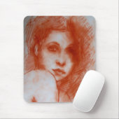 ロマンチックな美しい/セピアブラウンの女性ポートレート マウスパッド (マウス)