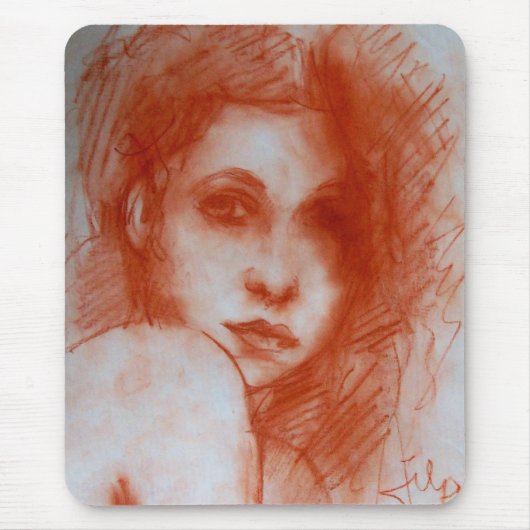 ロマンチックな美しい/セピアブラウンの女性ポートレート マウスパッド (正面)