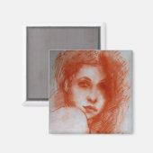 ロマンチックな美しい/セピアブラウンの女性ポートレート マグネット (正面/裏面)