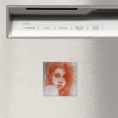 ロマンチックな美しい/セピアブラウンの女性ポートレート マグネット (インサイチュ (食洗機))