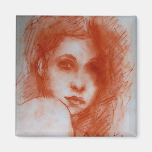 ロマンチックな美しい/セピアブラウンの女性ポートレート マグネット (正面)