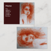 ロマンチックな美しい/セピアブラウンの女性ポートレート 名刺 (正面/裏面)