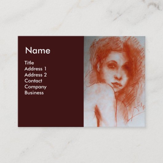 ロマンチックな美しい/セピアブラウンの女性ポートレート 名刺 (正面)