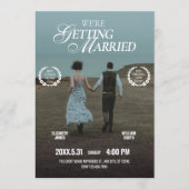 ロマンチックな美意識の映画ポスター写真の結婚式  招待状 (正面)