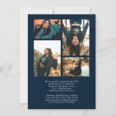 ロマンチックな脚本ネイビーブルーフォトコラージュ卒業 案内状 (裏面)