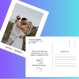 ロマンチックな脚本結婚ハートの写真はがき ポストカード