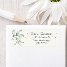 ロマンチックな色あせた離れ緑の差出人住所ラベル