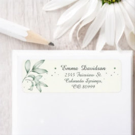 ロマンチックな色あせた離れ緑の差出人住所ラベル ラベル