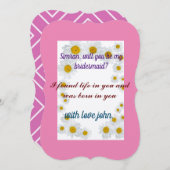 ロマンチックな色合いと感傷的なピンク 招待状 (正面/裏面)