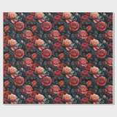 ロマンチックな色合いの赤いバラ ラッピングペーパー (フラット)