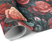 ロマンチックな色合いの赤いバラ ラッピングペーパー (ロールコーナー)