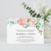 ロマンチックな芍薬の花のウェディングレセプションカード 招待状 (スタンド正面)