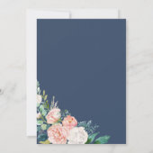 ロマンチックな芍薬の花 | 青い秘密の結婚式の披露宴 招待状 (裏面)