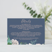 ロマンチックな芍薬の花 | 青い結婚式の詳細カード エンクロージャーカード (スタンド正面)