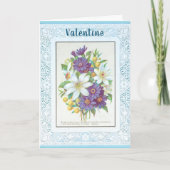 ロマンチックな花とヴィンテージのレース バレンタインデー カード (正面)