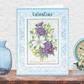 ロマンチックな花とヴィンテージのレース バレンタインデー カード