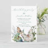 ロマンチックな花と蝶の誕生日招待状 招待状 (スタンド正面)