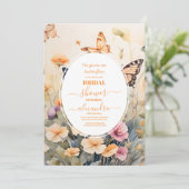 ロマンチックな花と蝶ブライダルシャワー 招待状 (スタンド正面)