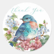 ロマンチックな花と青感謝していの鳥