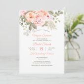 ロマンチックな花のウェディングシャワー 白い招待状 招待状 (スタンド正面)