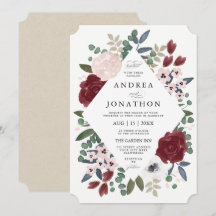 ロマンチックな花のウェディング招待状