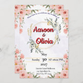 ロマンチックな花のウェディング招待状 招待状 (正面/裏面)