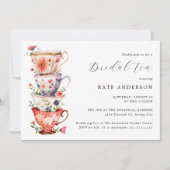 ロマンチックな花のブライダルティー 招待状 (正面)