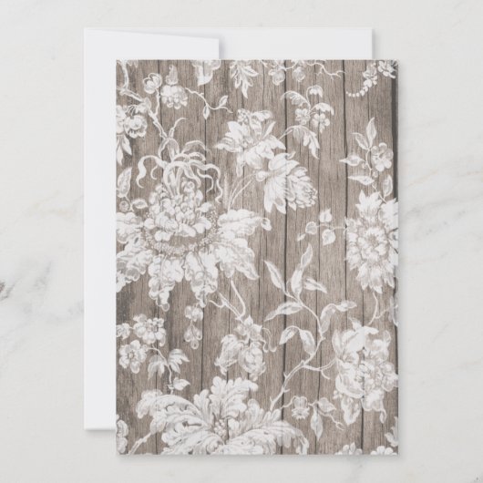 ロマンチックな花のプリントオン木材結婚式招待状 招待状 (裏面)