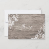 ロマンチックな花のプリントオン素朴な木結婚の 出欠カード (裏面)