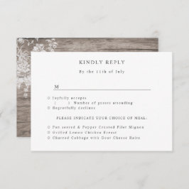 ロマンチックな花のプリントオン素朴な木結婚の 出欠カード