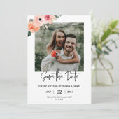 ロマンチックな花の写真を使ったSave the Dateテンプレート 招待状 (スタンド正面)