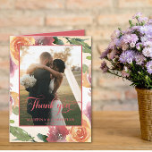ロマンチックな花の写真 結婚式 折りたとう紙 サンキューカード