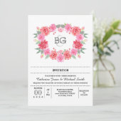 ロマンチックな花の水彩画のバラの花輪 招待状 (スタンド正面)