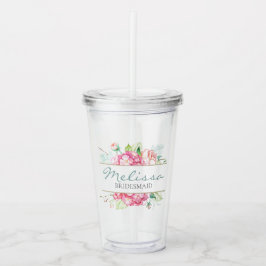 ロマンチックな花の水彩画の新婦付添人のギフト アクリルタンブラー