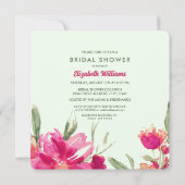 ロマンチックな花の水彩画 ブライダルシャワー 招待状 (裏面)