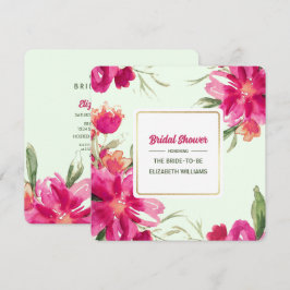ロマンチックな花の水彩画 ブライダルシャワー 招待状