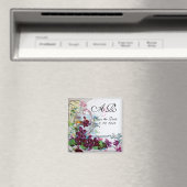 ロマンチックな花の渦巻き 紫のパンジー 保存日 マグネット (インサイチュ (食洗機))