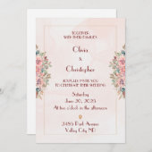 ロマンチックな花の結婚式招待状 招待状 (正面/裏面)