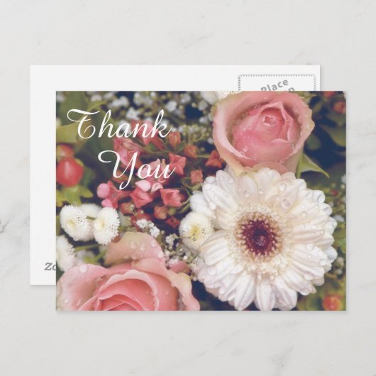 ロマンチックな花の花束ありがとう ポストカード (正面/裏面)