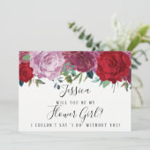 ロマンチックな花を添えて　私のフラワーガールになってくれる？ 招待状 (スタンド正面)