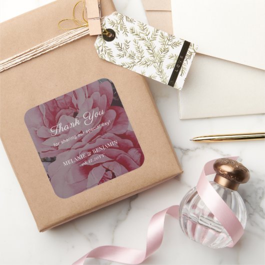 ロマンチックな花エレガントな結婚式 スクエアシール (ギフト)