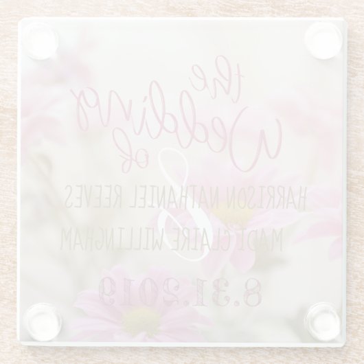 ロマンチックな花ガラスコースターピンクデイジー ガラスコースター (裏面)