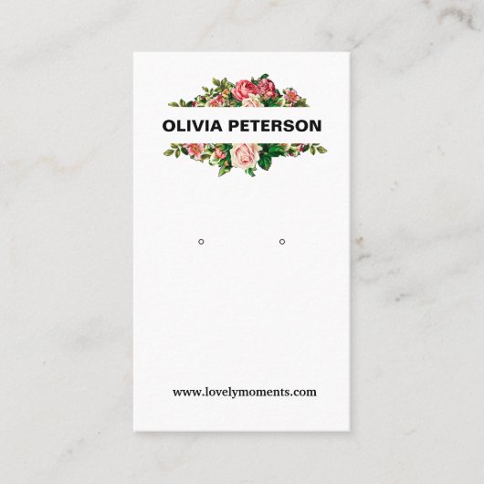 ロマンチックな花ジュエリーイヤリングディスプレイカード 名刺 (正面)